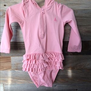 Baby Gap Pink Ruffle Swimsuit with Hood